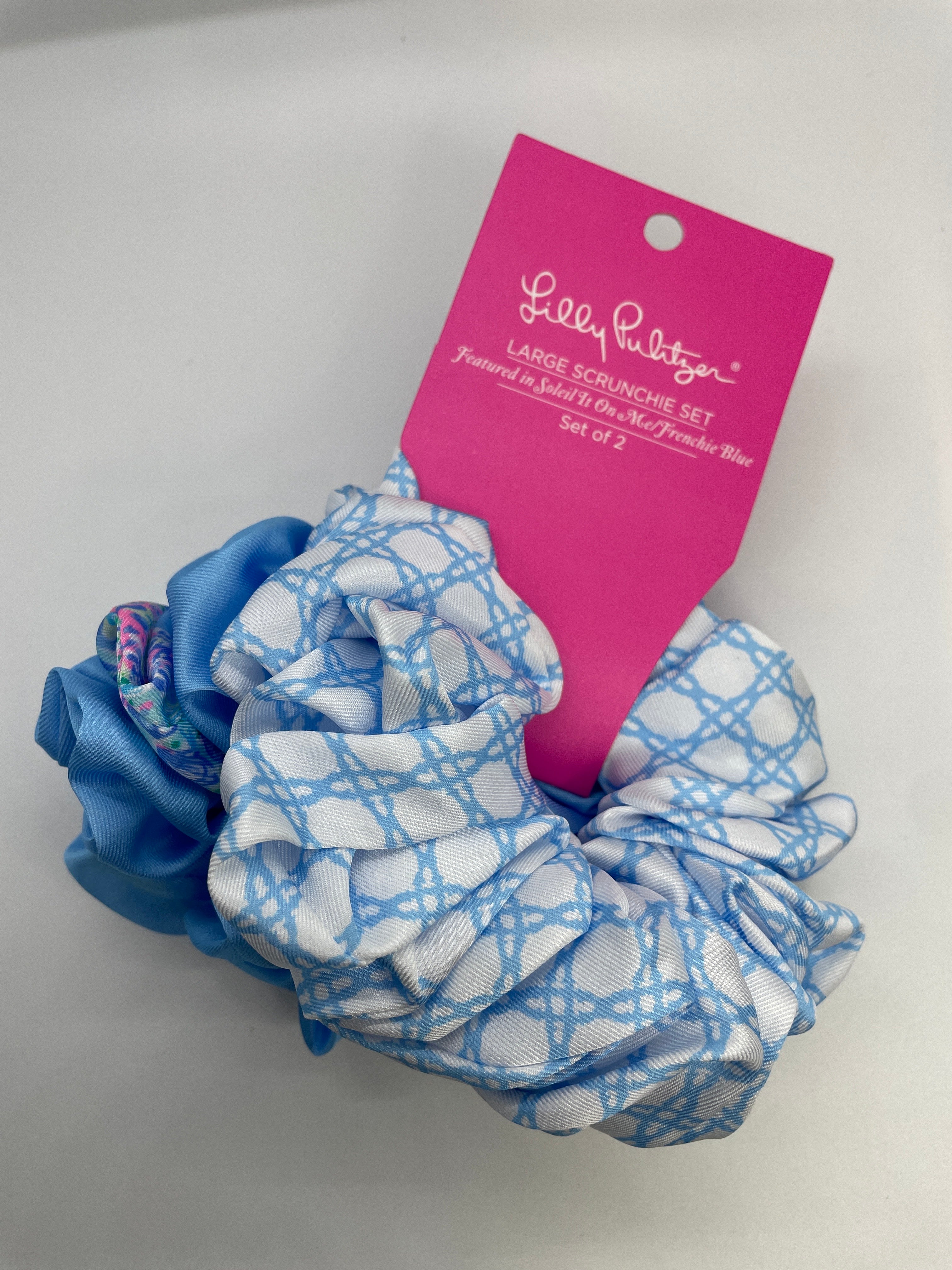 Lilly Pulitzer Large Scrunchie Set- blue/white
