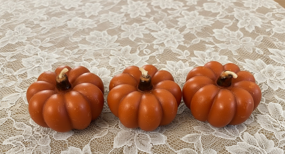 Pumpkin Tea Light Candles, Set of 3