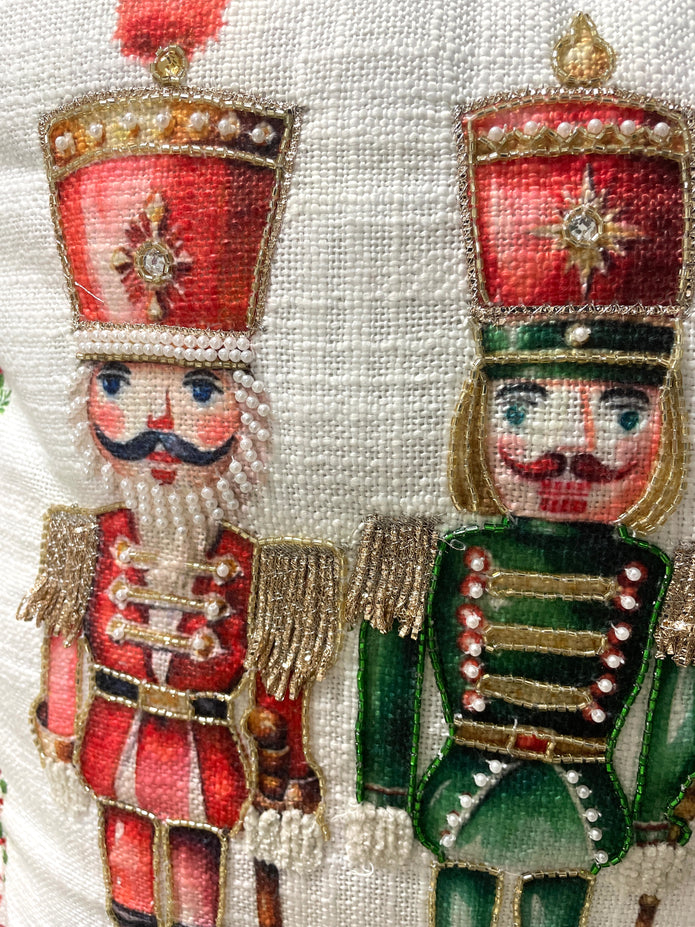 Nutcracker Trio Embellished Throw Pillow