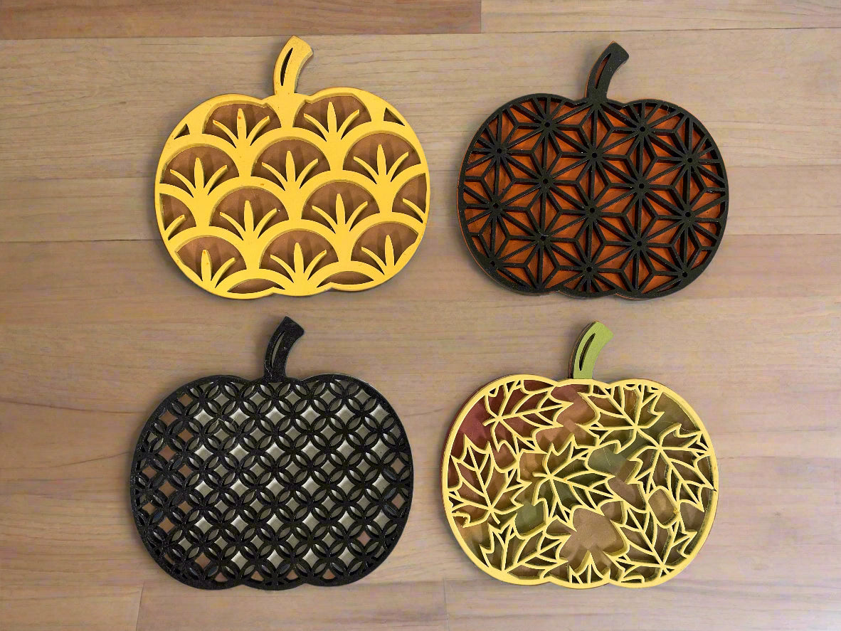 Wooden Pumpkin Coaster Sets of 4