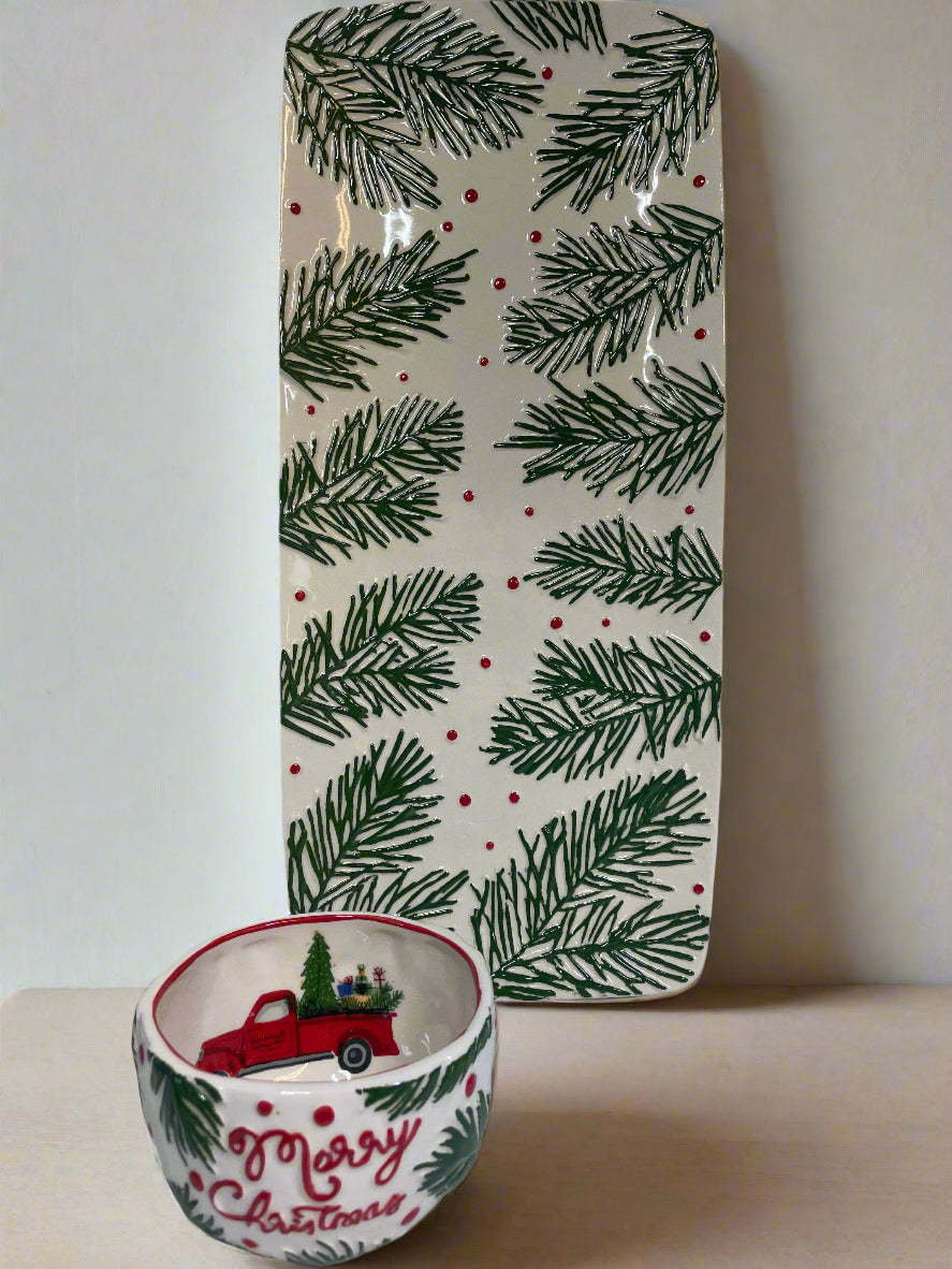 Pine Bough Platter & Dip Bowl