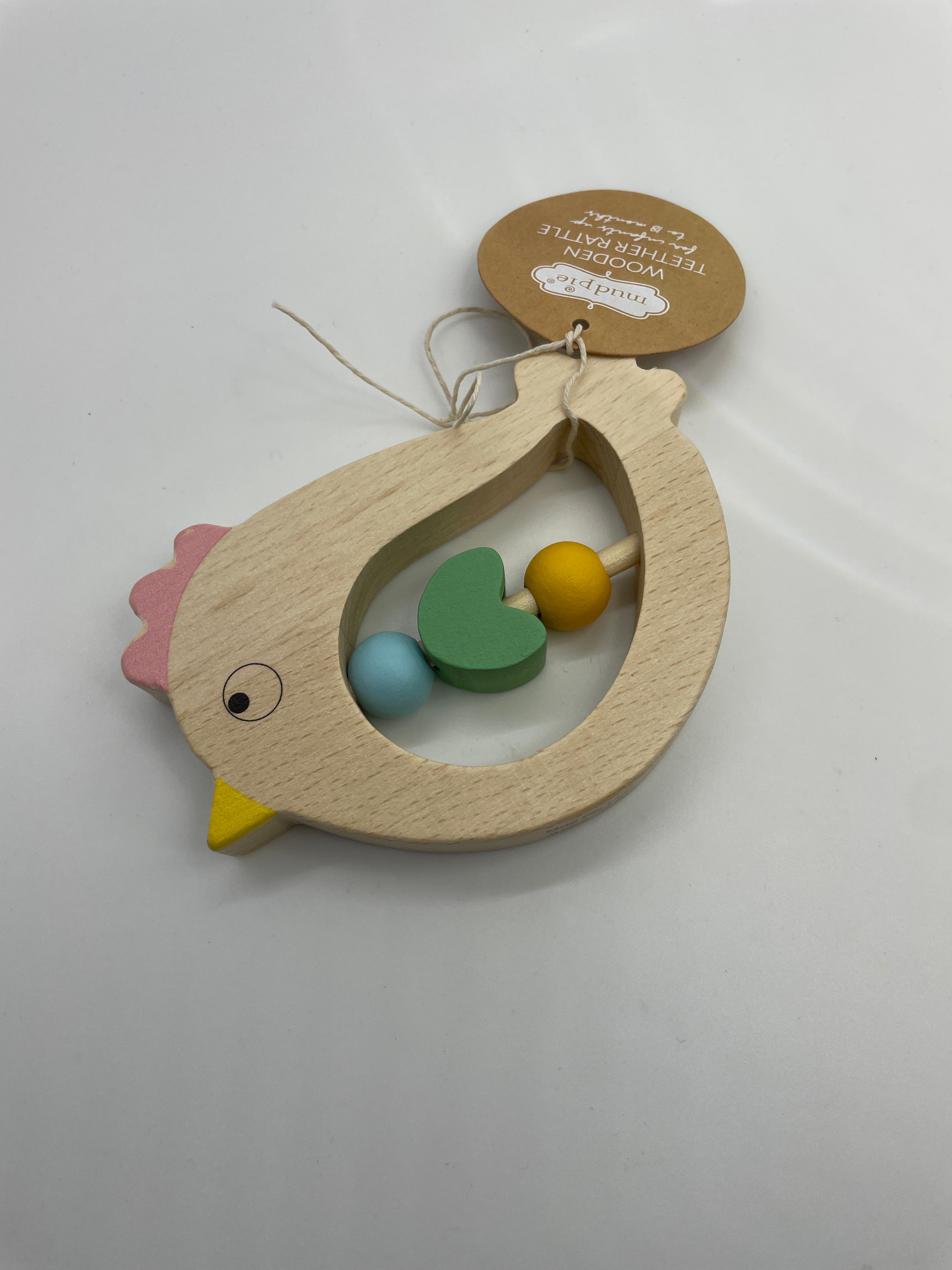 Mud Pie Wooden Teether Rattle - Chicken