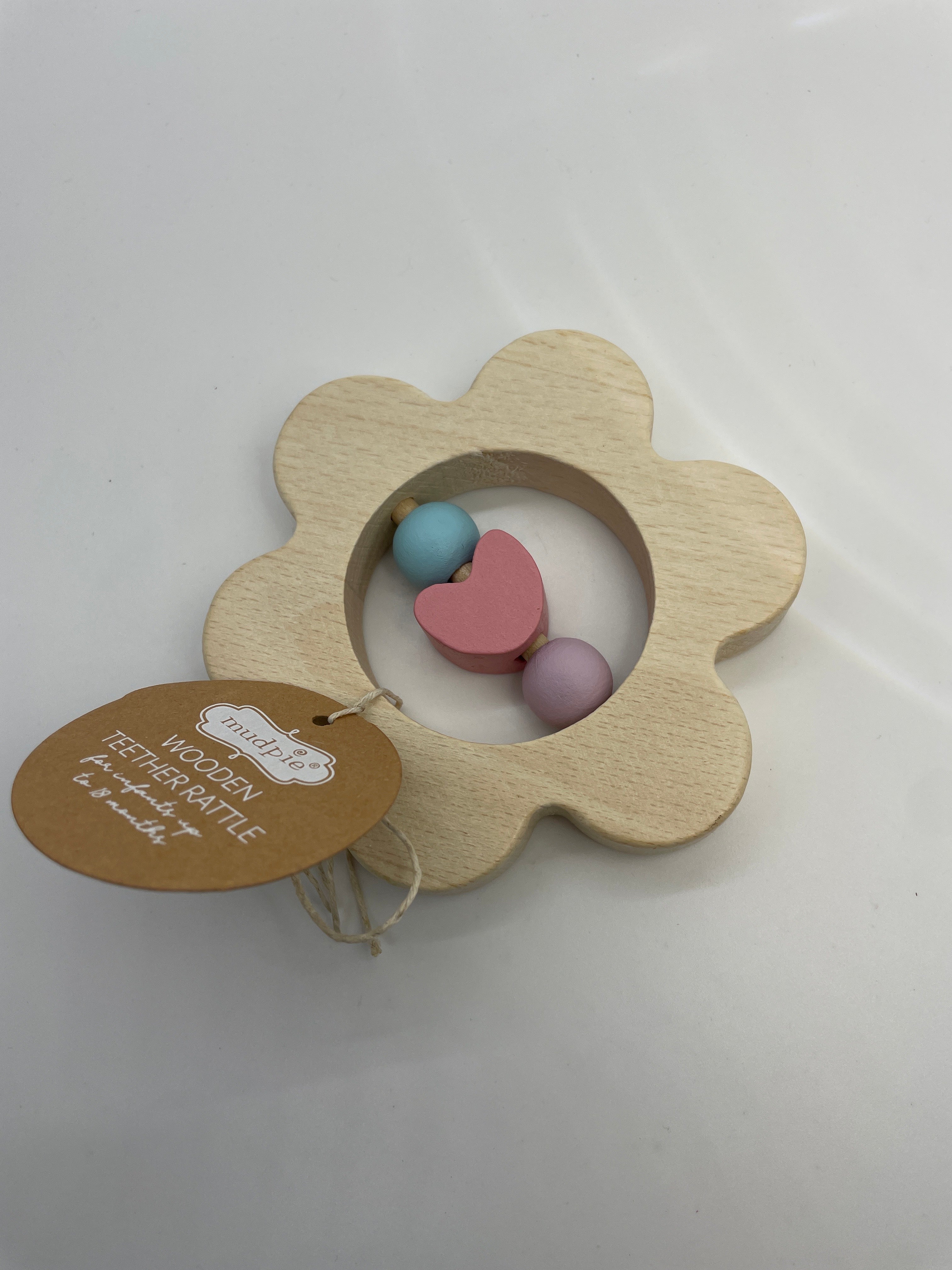 Mud Pie Wooden Teether Rattle- Flower