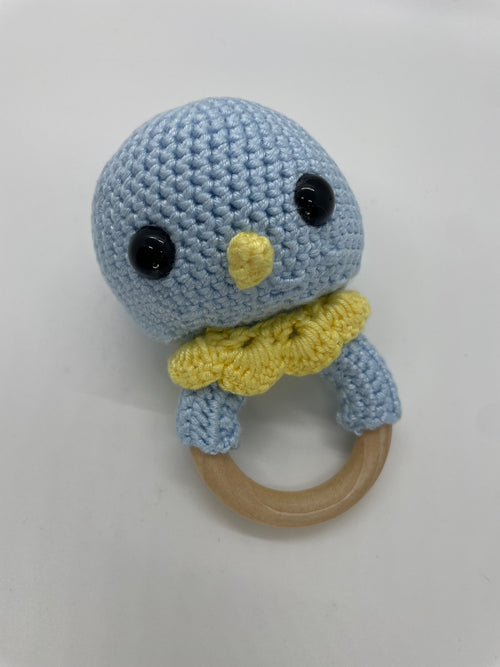 Crochet Chick Wood Ring Teether