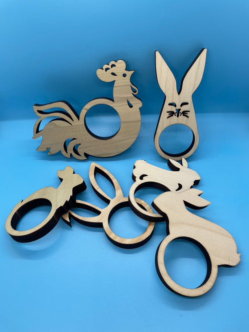 Easter Napkin Ring Set of 6- Wood