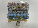 Light Blue Stone Mix Bracelet Set of 6