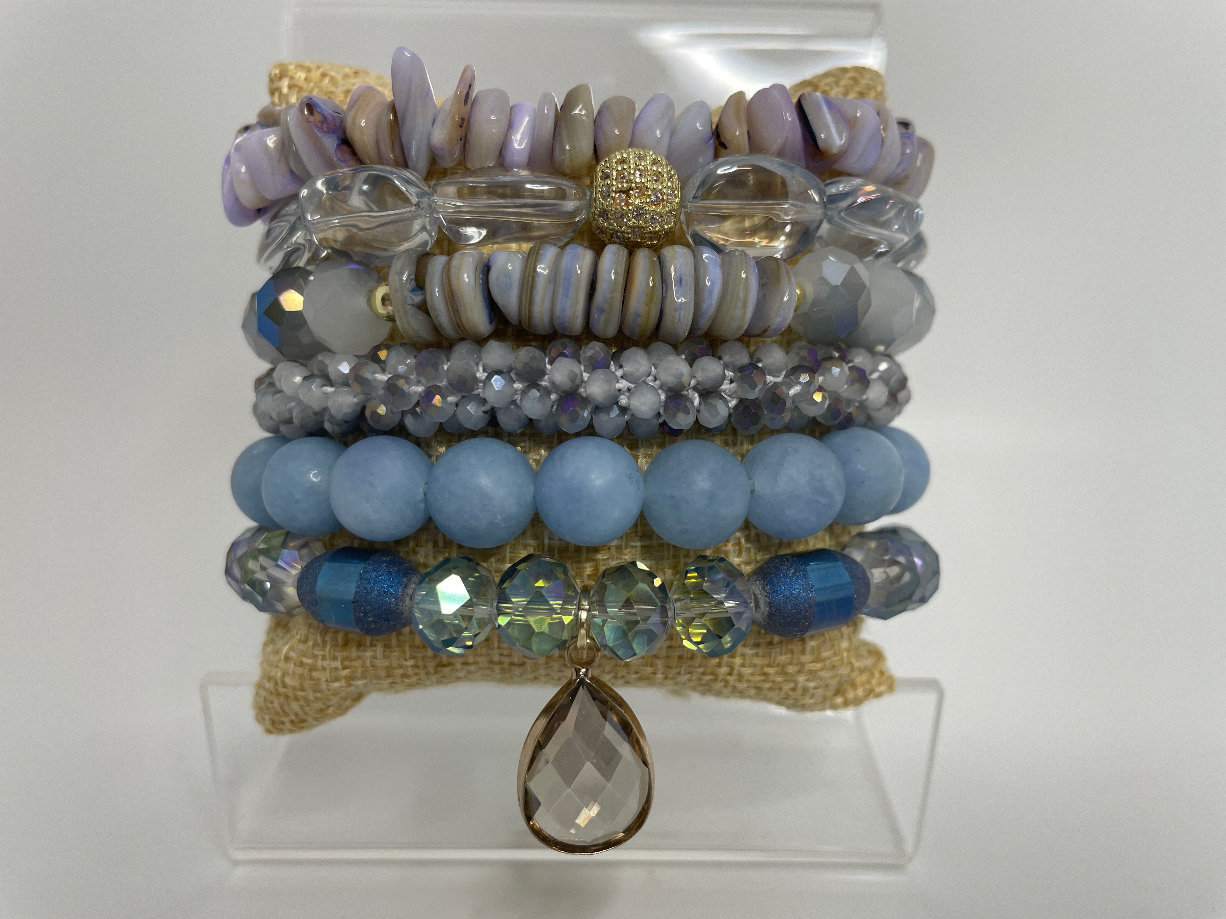 Light Blue Stone Mix Bracelet Set of 6