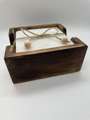 Set of 4 Marble Coasters with Mango Wood Holder