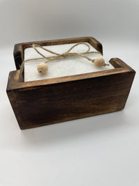 Set of 4 Marble Coasters with Mango Wood Holder