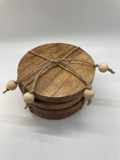 Round Wood Coaster Set