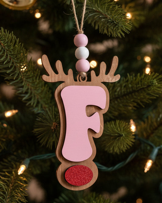 Personalized Reindeer Letter Ornament