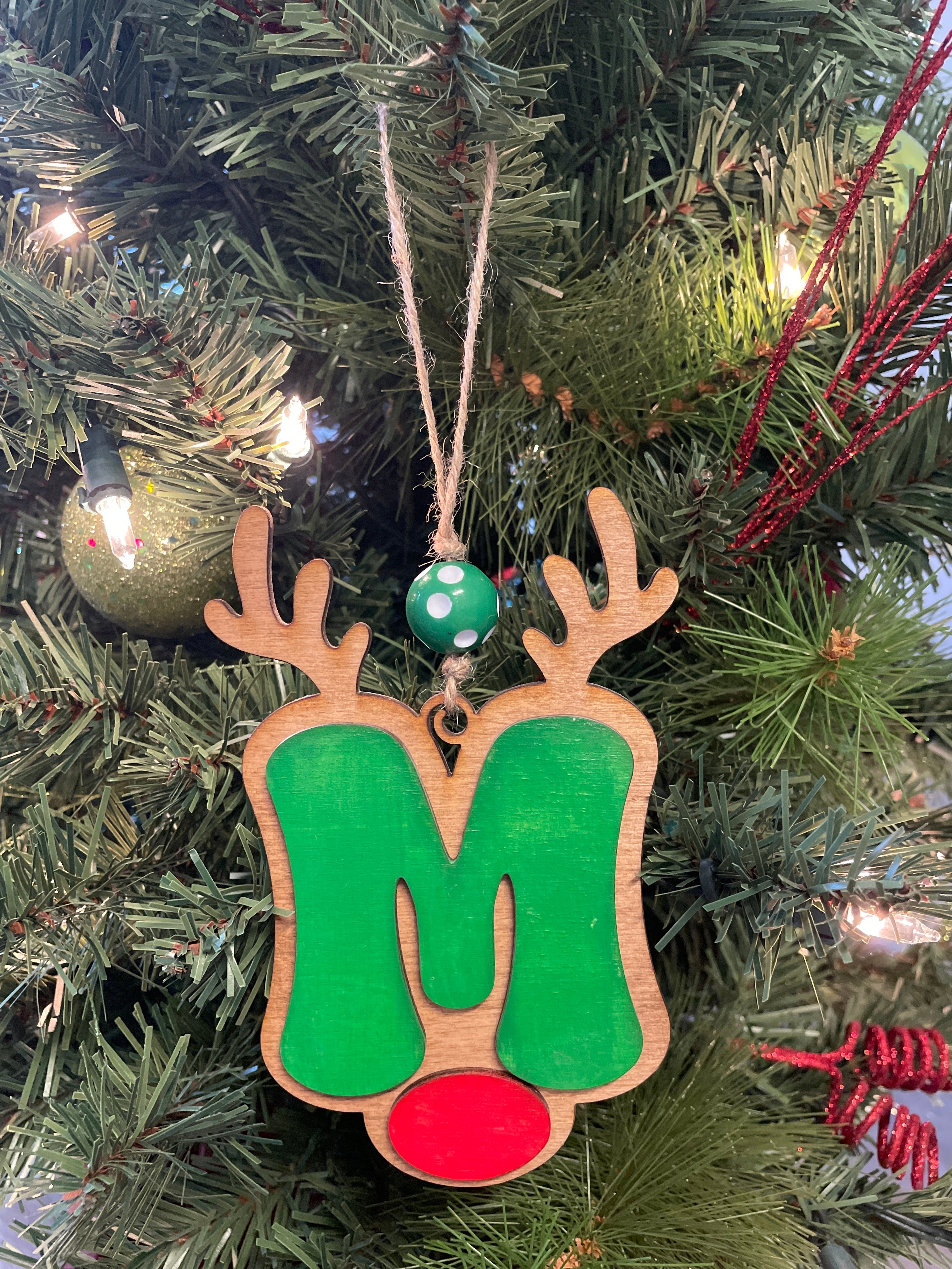 Personalized Reindeer Letter Ornament