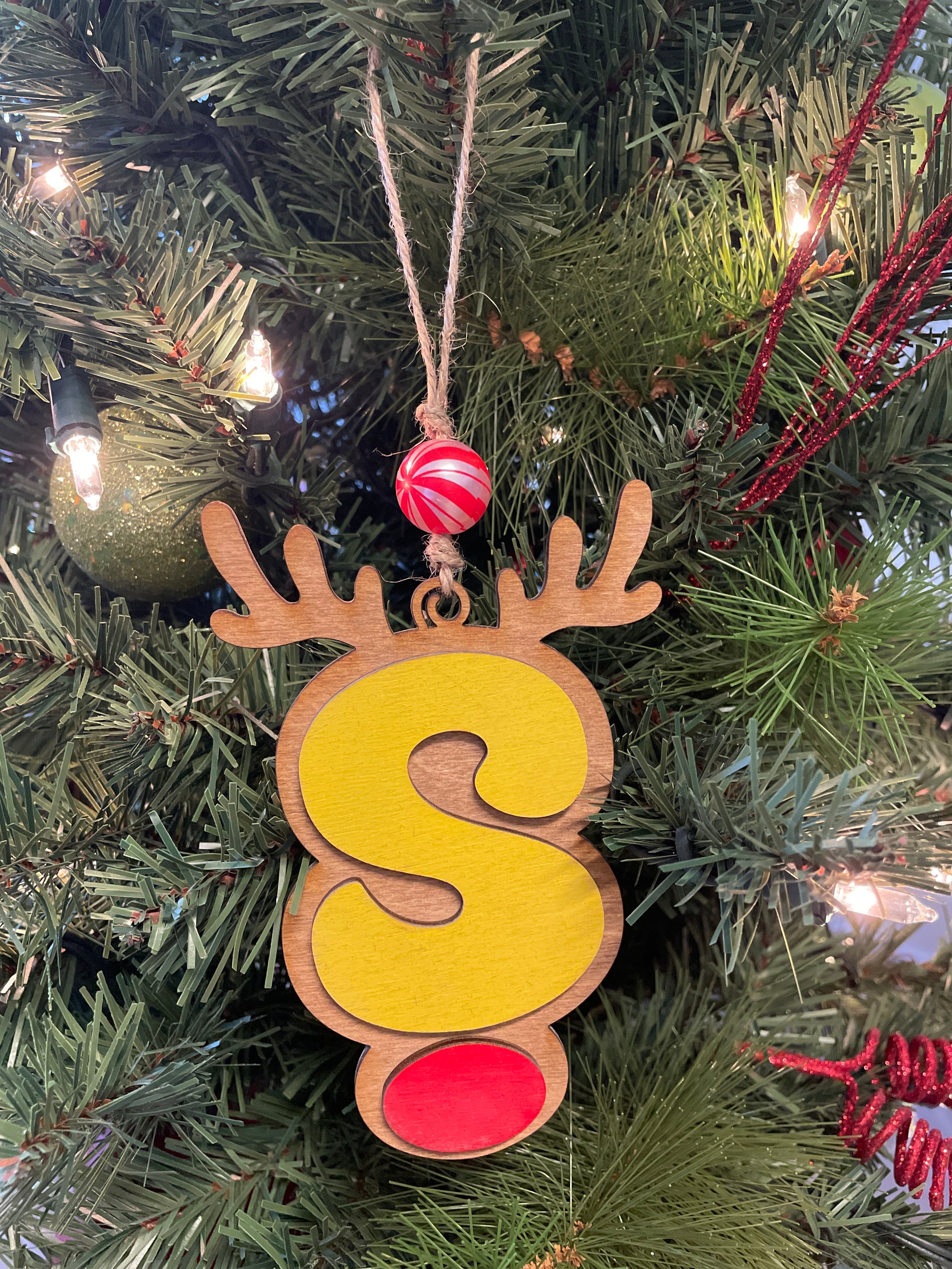 Personalized Reindeer Letter Ornament