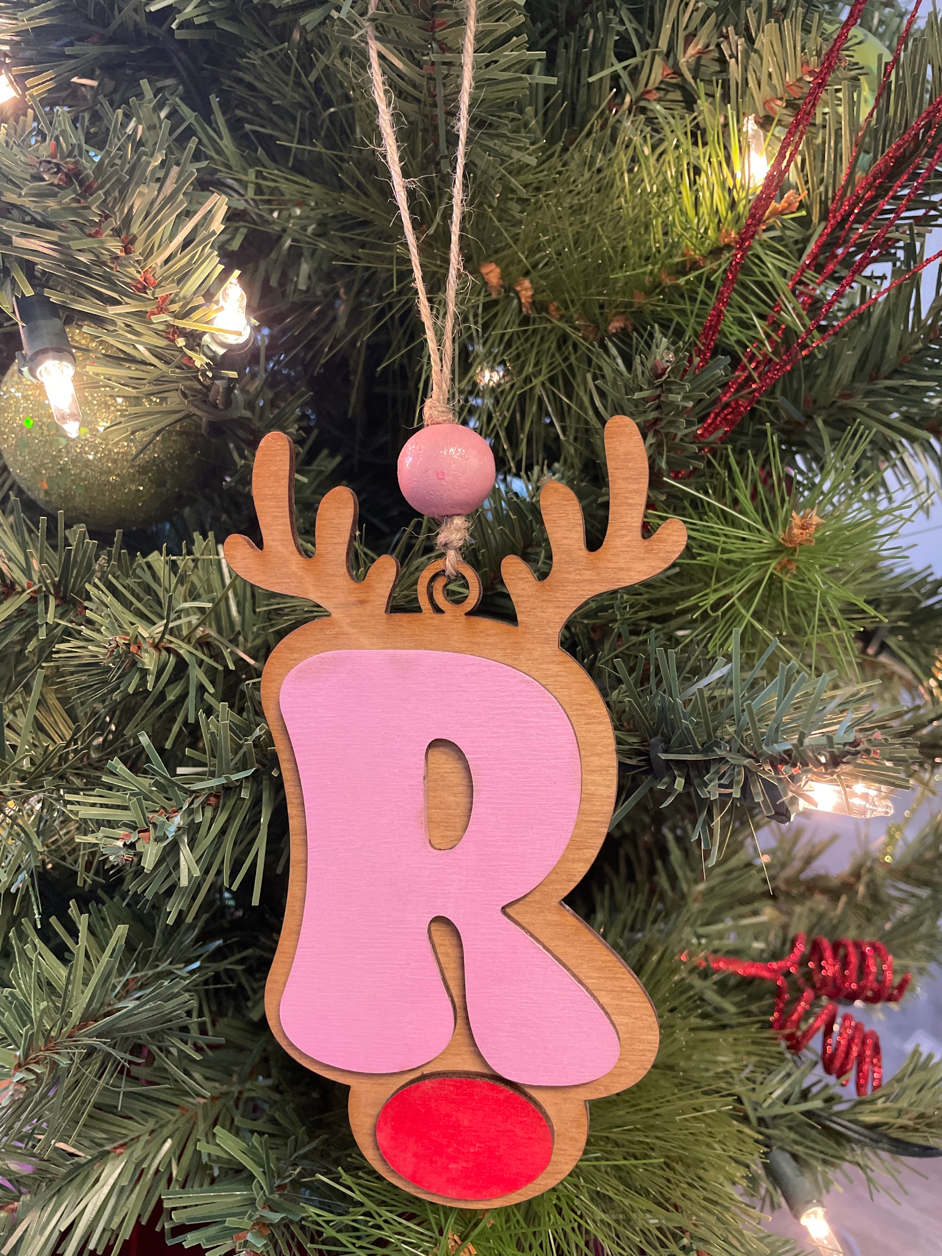 Personalized Reindeer Letter Ornament