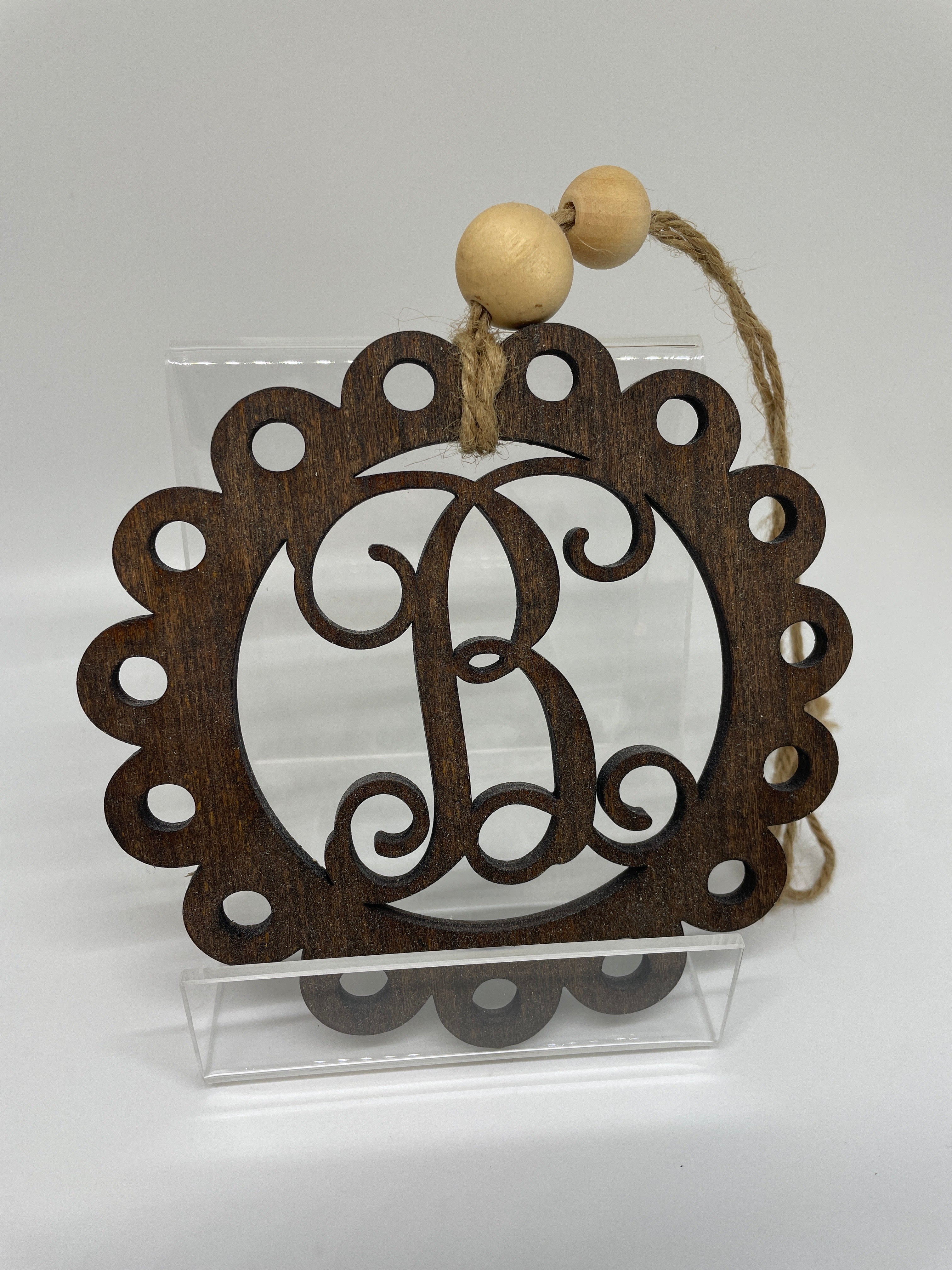 Wooden Personalized Letter Car Charm