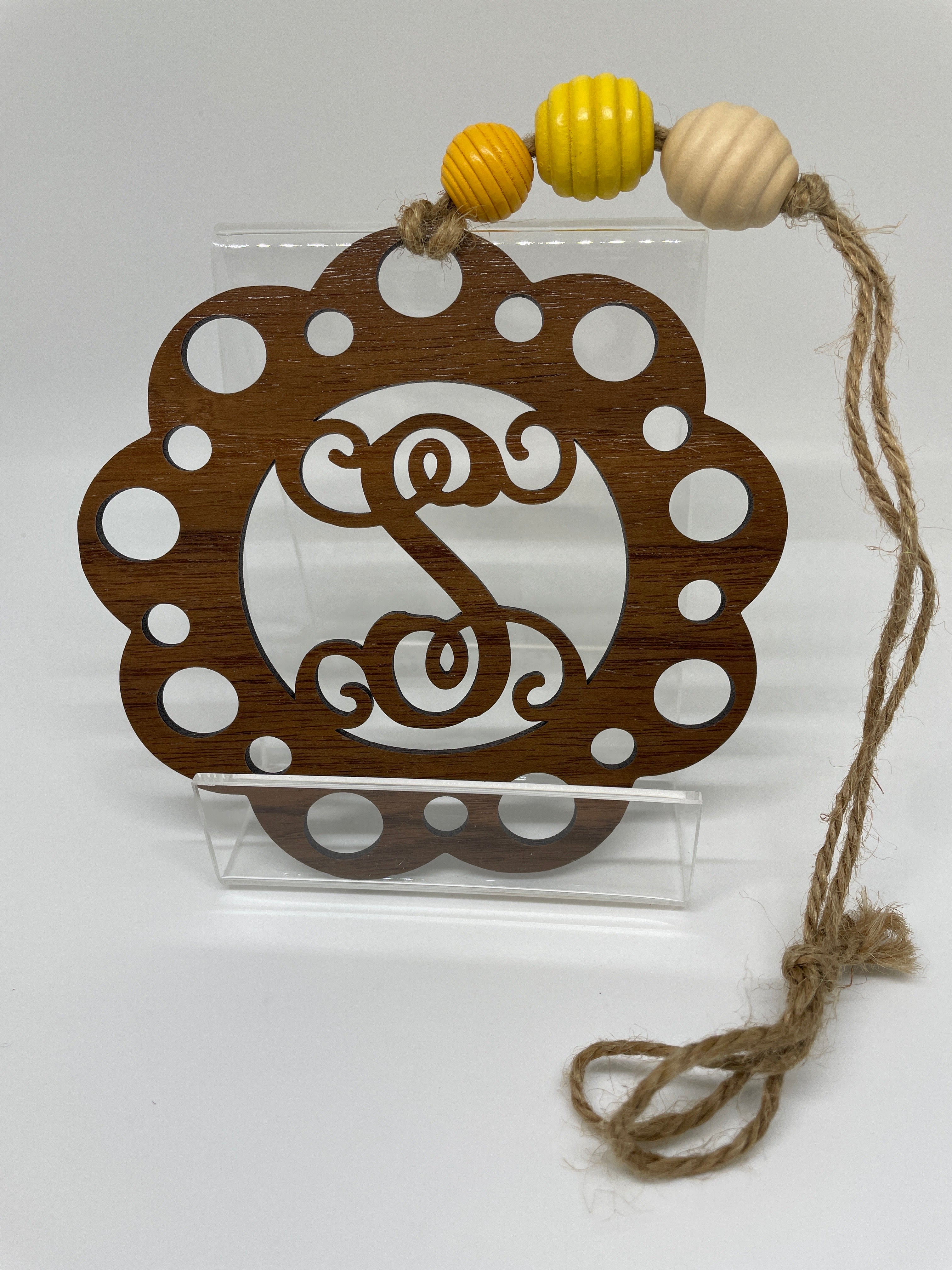 Wooden Personalized Letter Car Charm