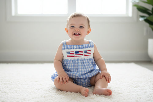 6-12 Mo. Smocked Flag Romper