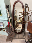 Rebar Floor Mirror, Blue Cabinet