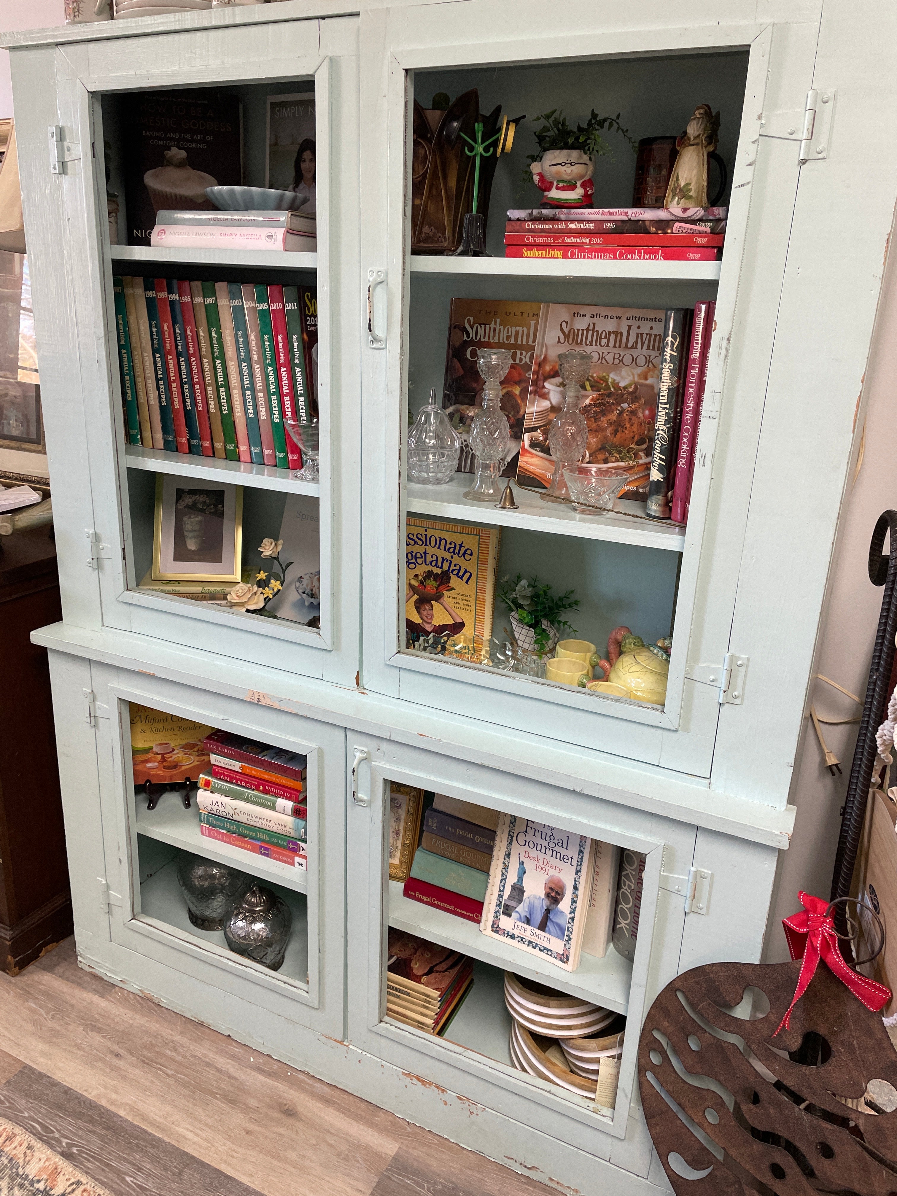 Rebar Floor Mirror, Blue Cabinet