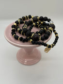 Black Mixed-Bead Bracelet Set of 4