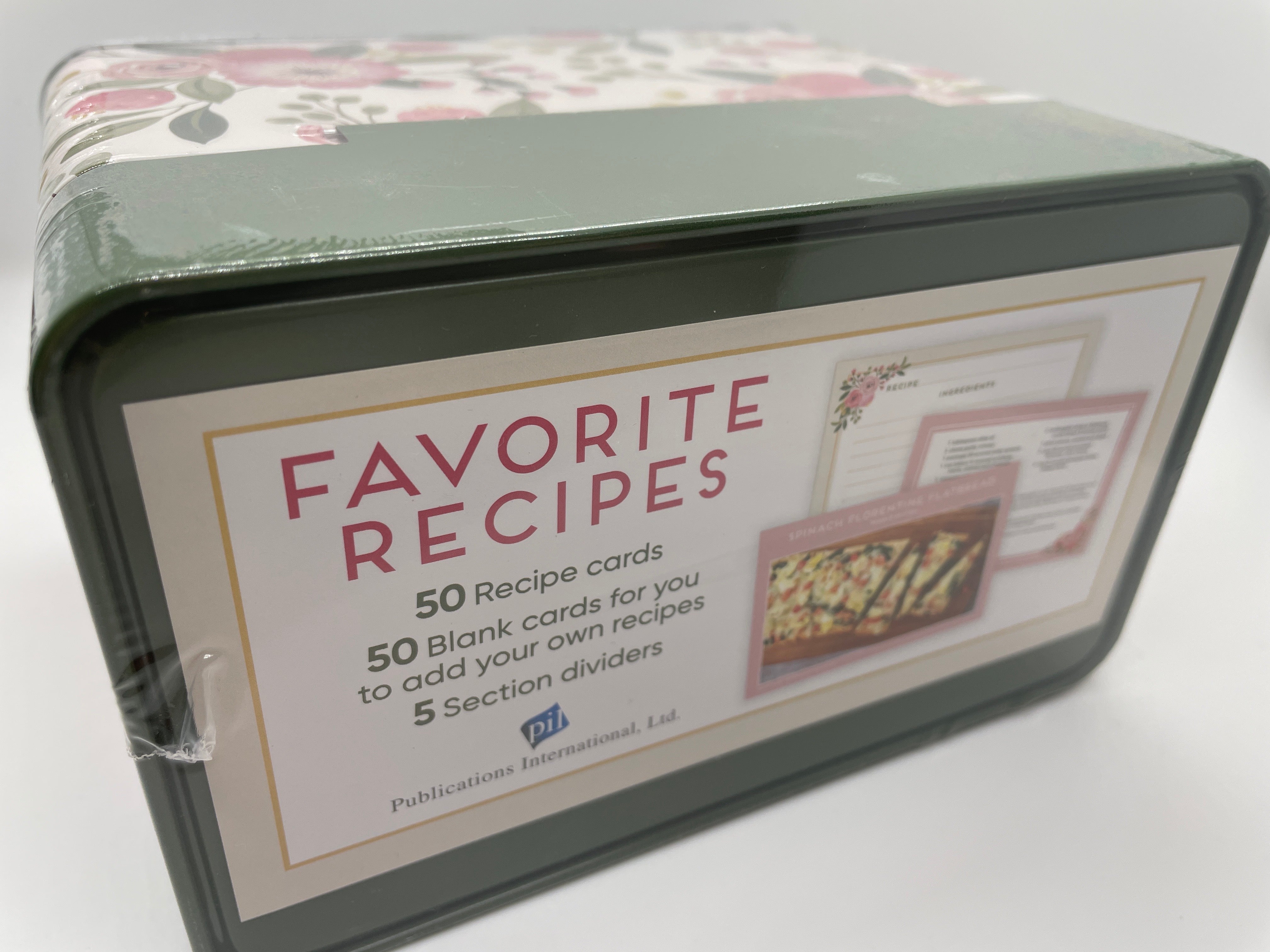 Favorite Recipes Floral Card Tin