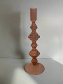 Pink Glass Taper Candle Holders