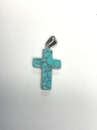 Natural Stone Cross Pendent Necklaces
