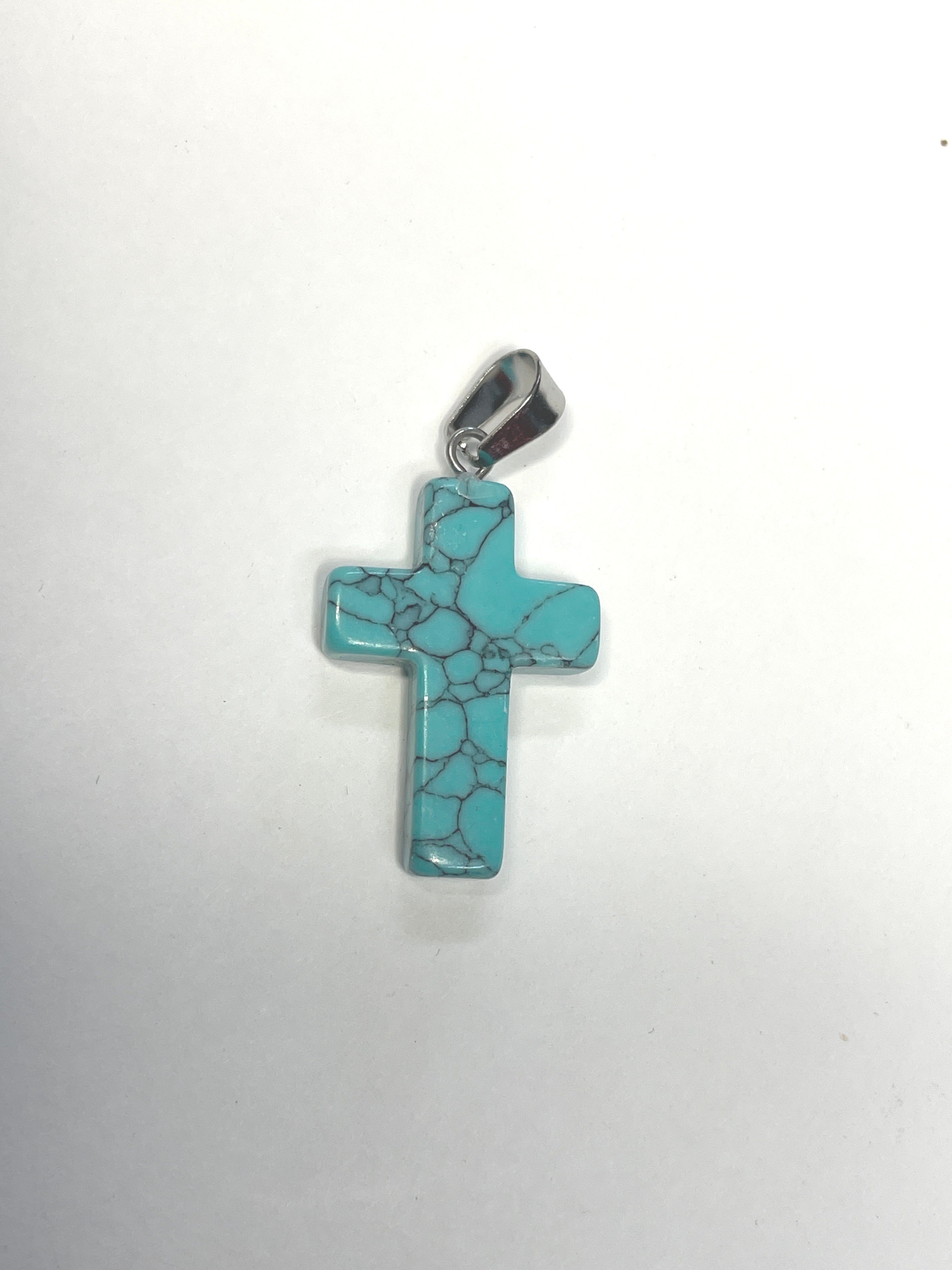 Natural Stone Cross Pendent Necklaces
