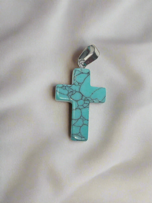 Natural Stone Cross Pendent Necklaces