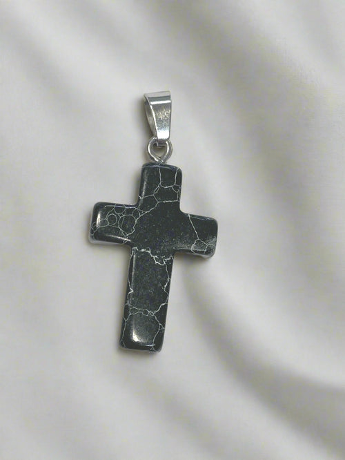 Natural Stone Cross Pendent Necklaces