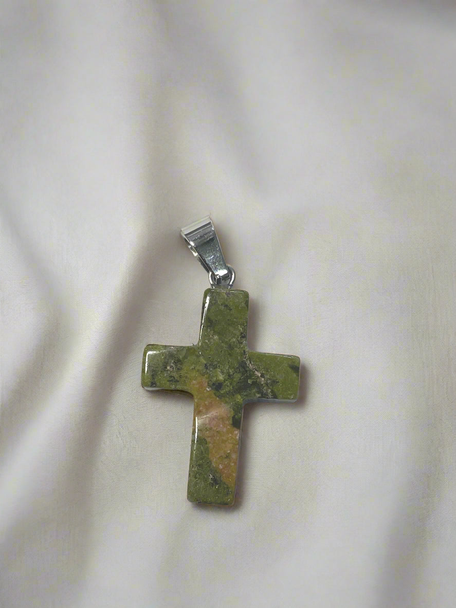 Natural Stone Cross Pendent Necklaces