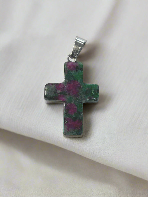 Natural Stone Cross Pendent Necklaces