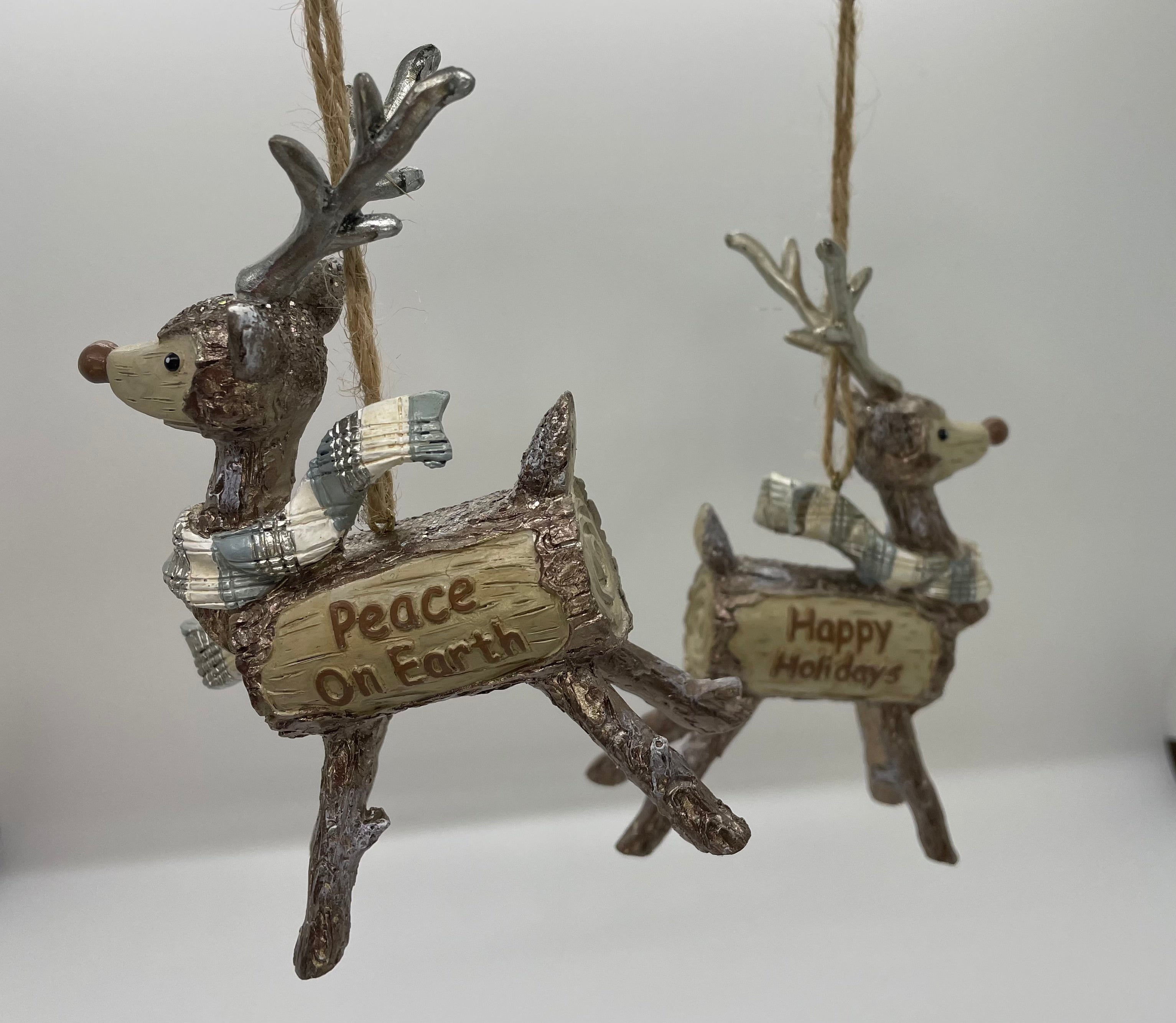 Rustic Glam Reindeer Ornament Set/2