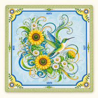 Mahjong Mat-Sunflowers and Hummingbird