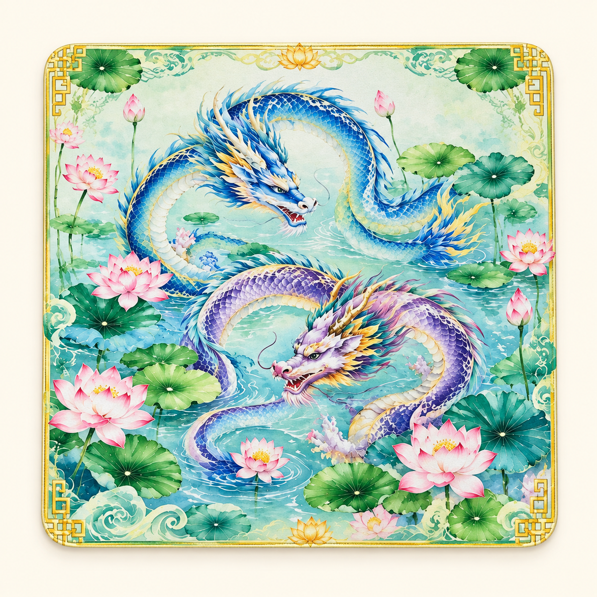 Mahjong Mat-Swimming Dragons