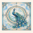 Mahjong Mat-Teal Peacock Oil Painting