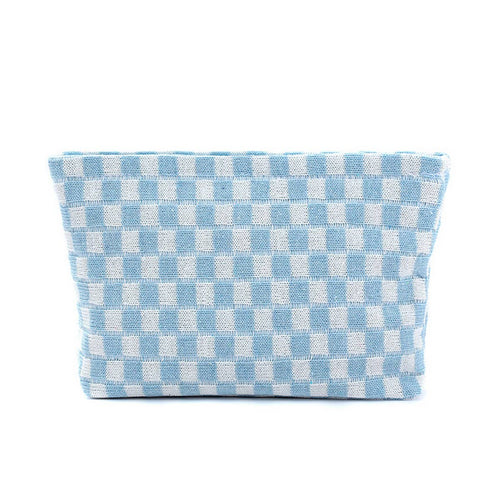 KNITTED CHECKERBOARD MAKEUP BAG PEN BAG_CWAB1210