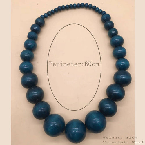 BOHEMIAN COLORFUL ROUND WOODEN BEADS NECKLACE_CWMM4866