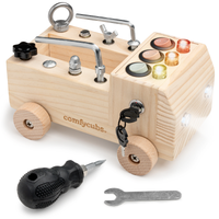Busy Board Truck Toy Set with LED Light Switch for Kids 3+