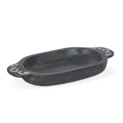 Black Wash w/ Metal Inlay Dough Bowl