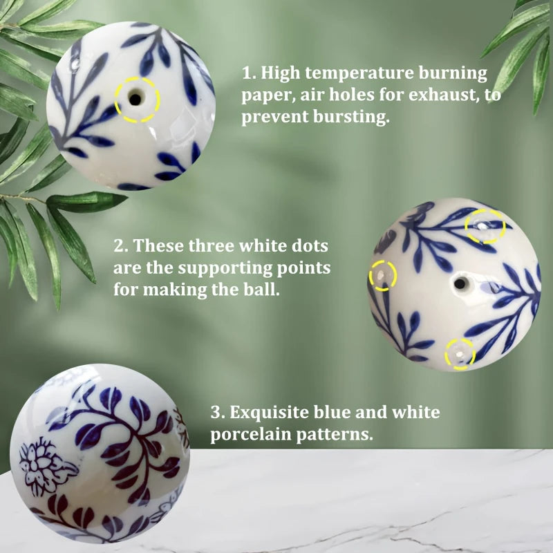 Blue and White Porcelain Eggs Set of 3