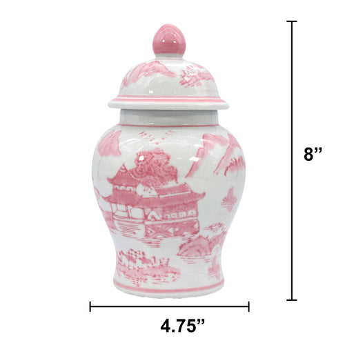 Small Chinoiserie Ceramic Tea & Ginger Jar 8"