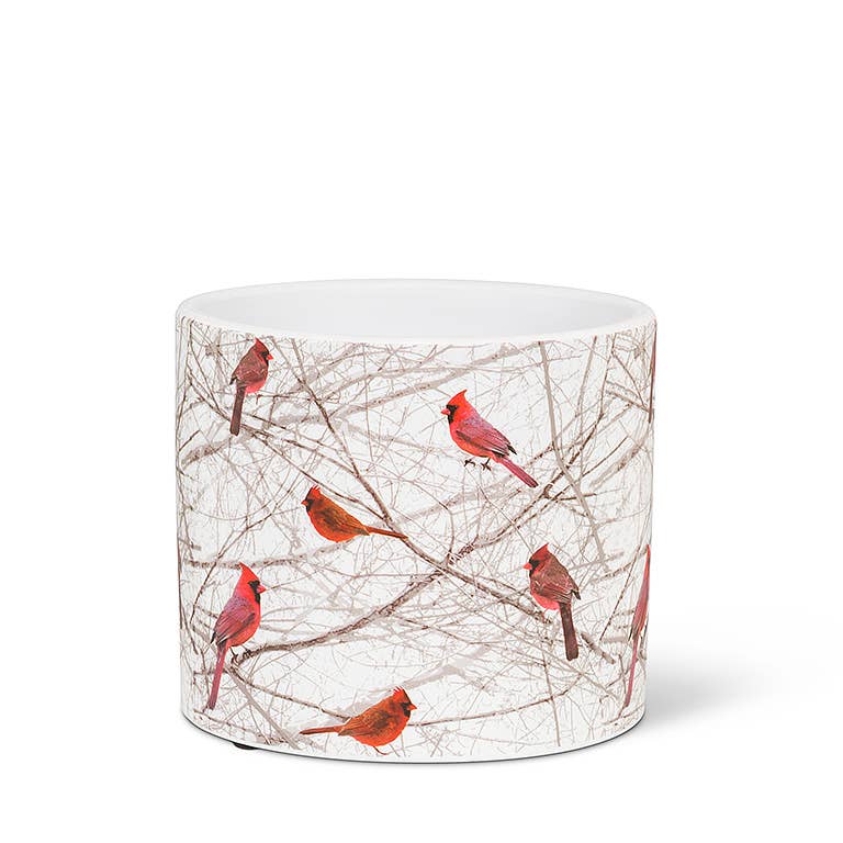 Small Cardinals in Bush Planter-4.5" D