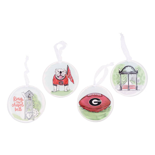UGA Acrylic Ornament Set/4