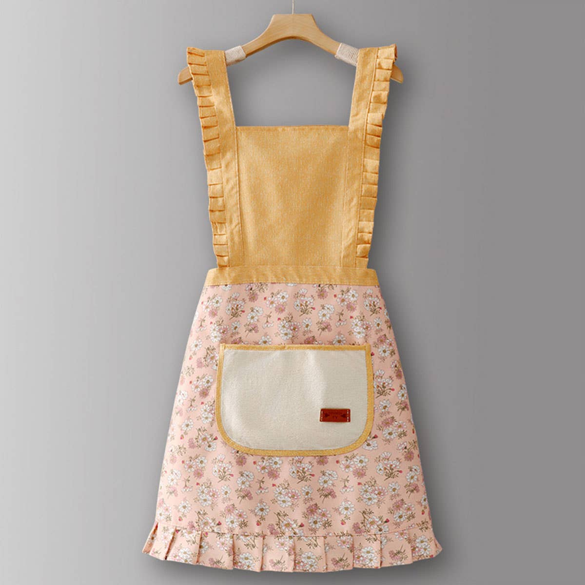 Cute Floral Canvas Apron for Women with Straps_CWMM6580