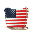 American Flag Crossbody Bag in Canvas with Chain Strap in Canvas Material