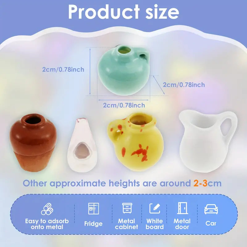 Mini Ceramic Vase Magnets, set/5