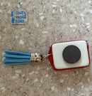 Upcycled Mahjong Tile Magnets Set of 3, Festive Tassel Bead