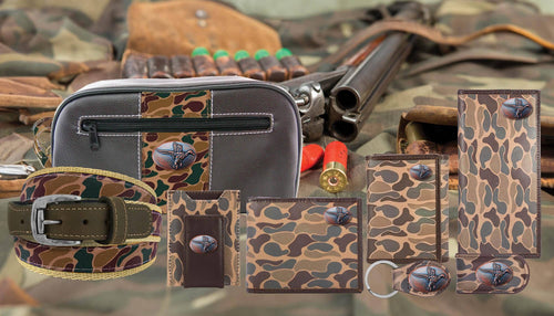 Mallard Men's Magnetic Front Pocket Old School Camo Leather Wallet.