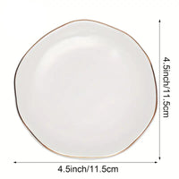 Gold-trimmed White Ceramic Ring Dish